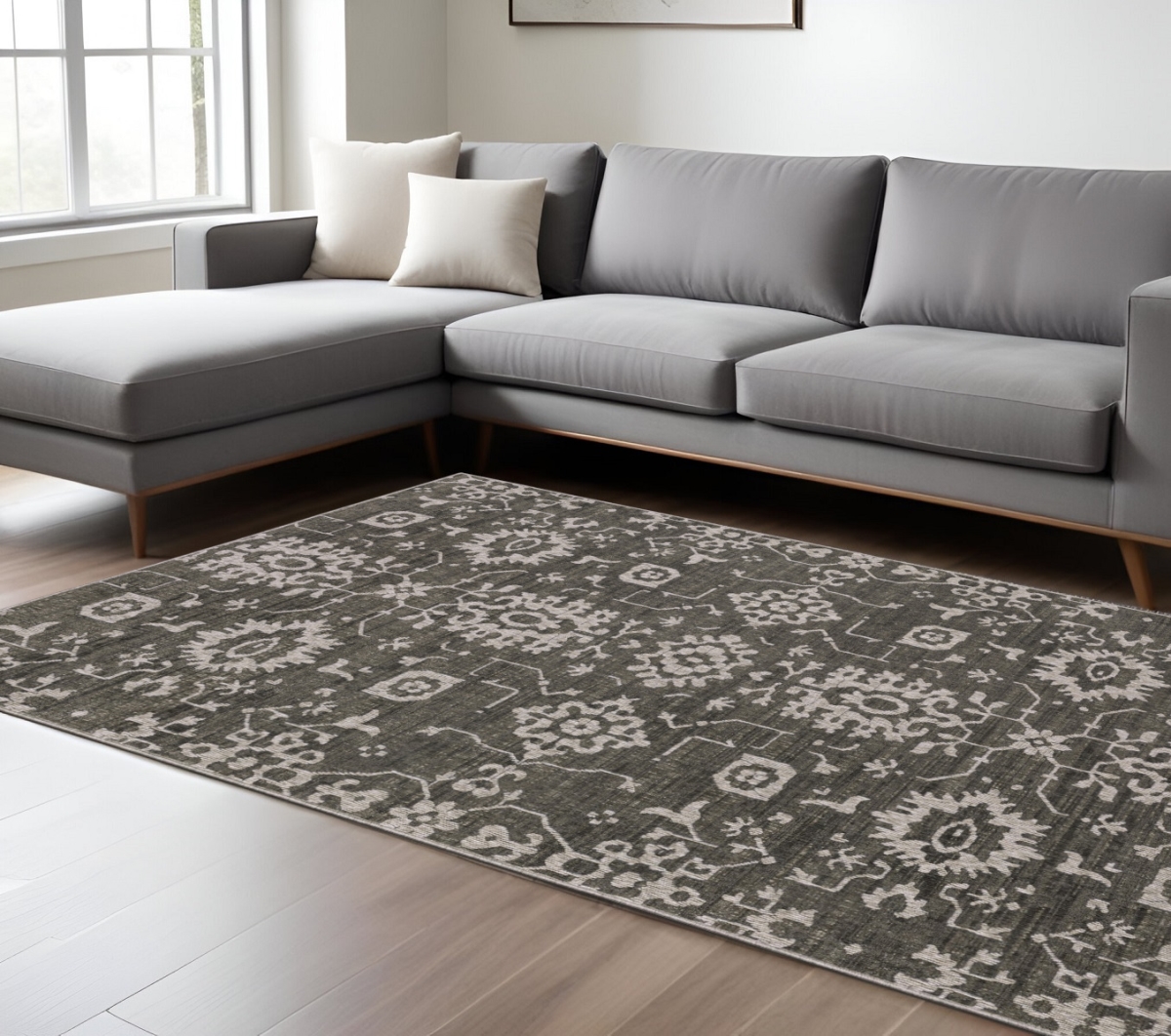 575587 7 x 10 ft. Oriental Rectangle Area Rug, Gray & Ivory