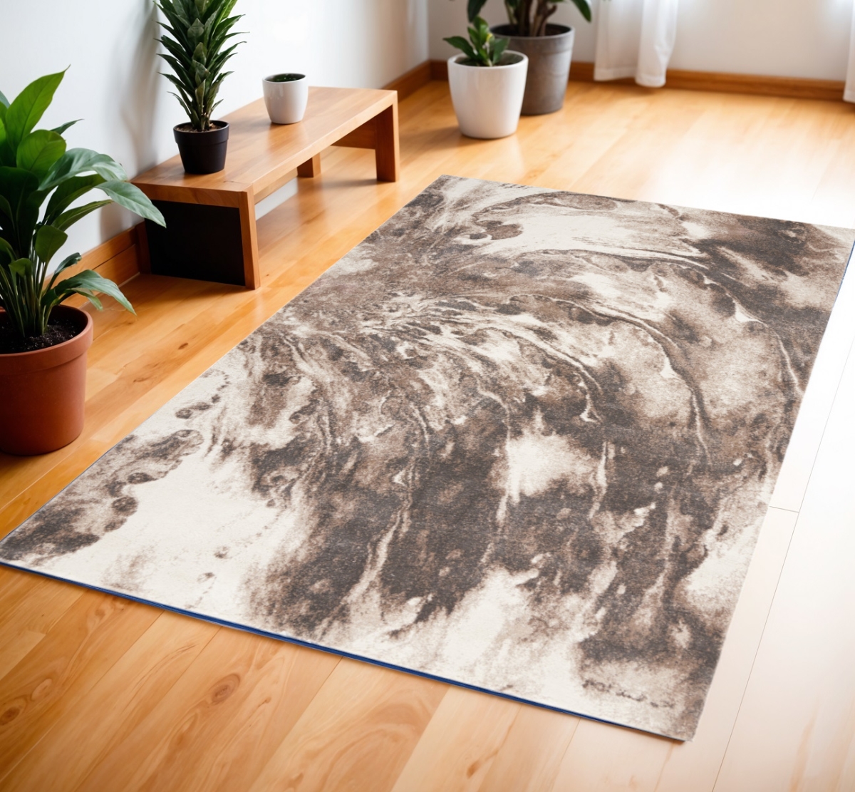 569620 4 x 6 ft. Abstract Power Loom Rectangle Area Rug, Tan