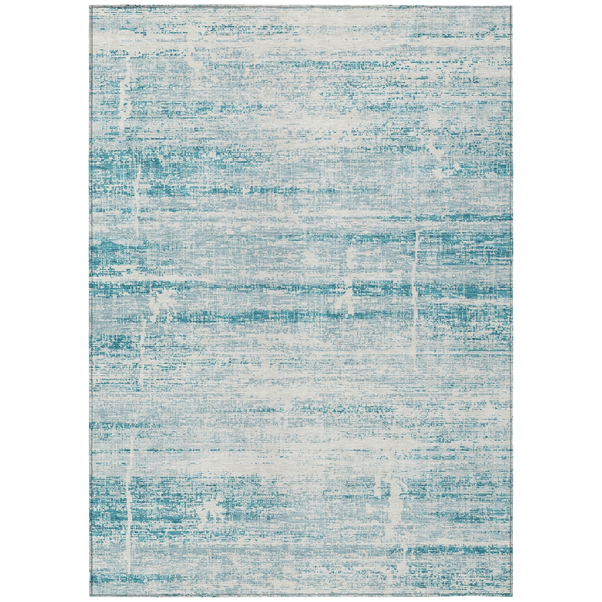 584672 9 x 12 ft. Abstract Washable Indoor & Outdoor Rectangle Area Rug, Teal Blue, Aqua & Ivory