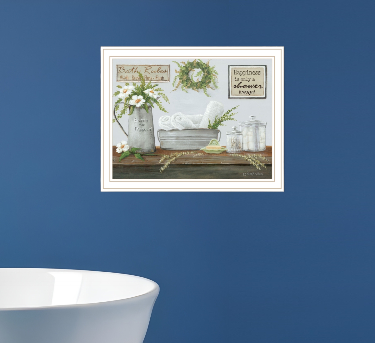529680 Fresh Towels White Framed Print Wall Art