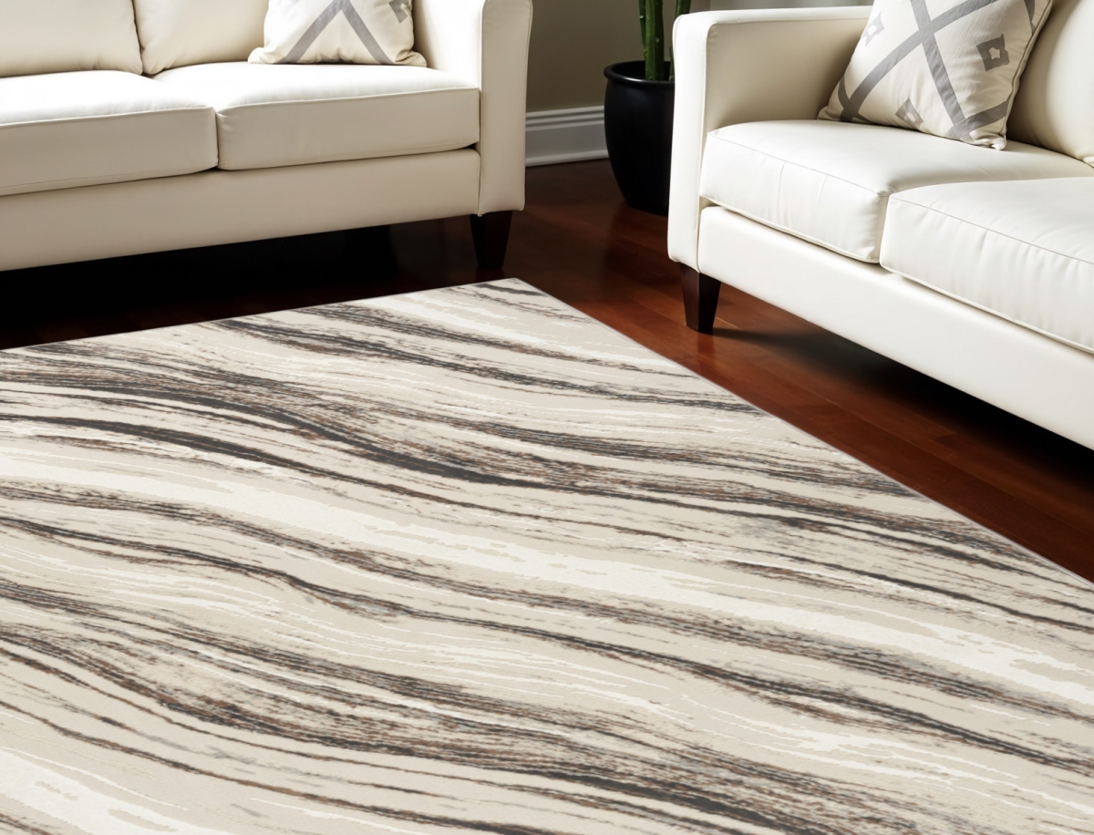 550722 6 x 9 ft. Abstract Non Skid Rectangle Area Rug, Beige & Gray