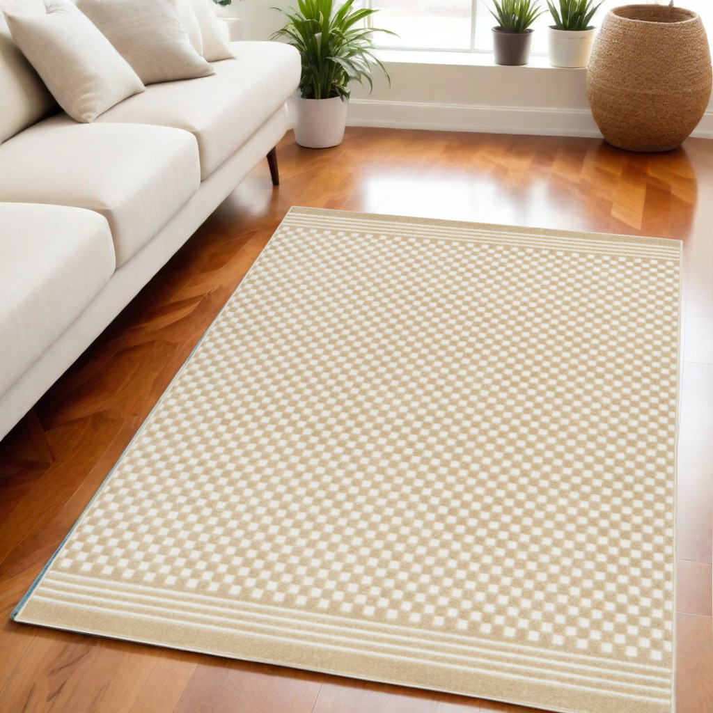 564044 5 x 7 ft. Geometric Rectangle Area Rug, Tan