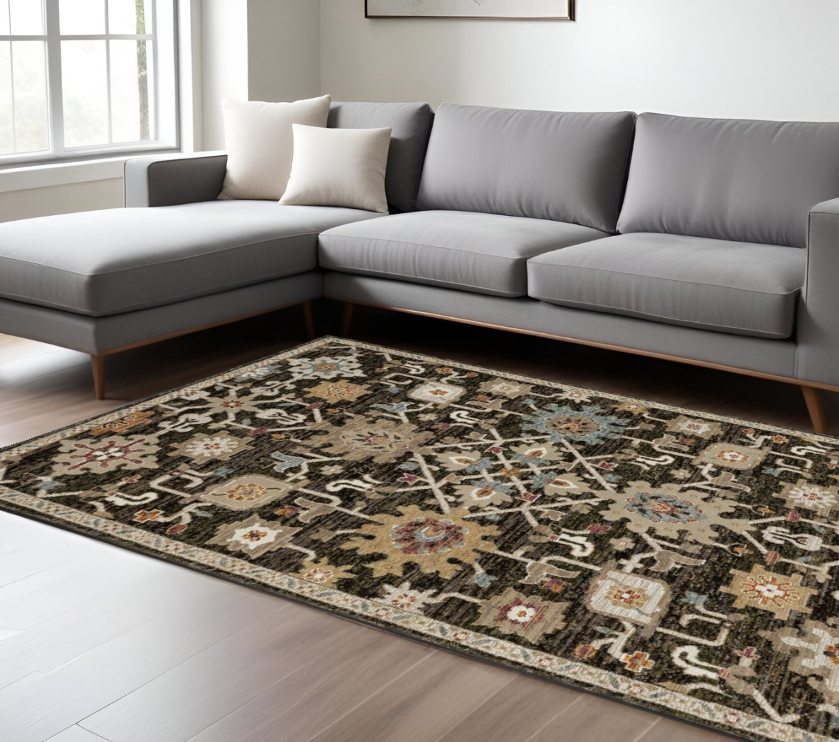 576323 10 x 13 ft. Oriental Rectangle Area Rug, Brown, Tan & Gray