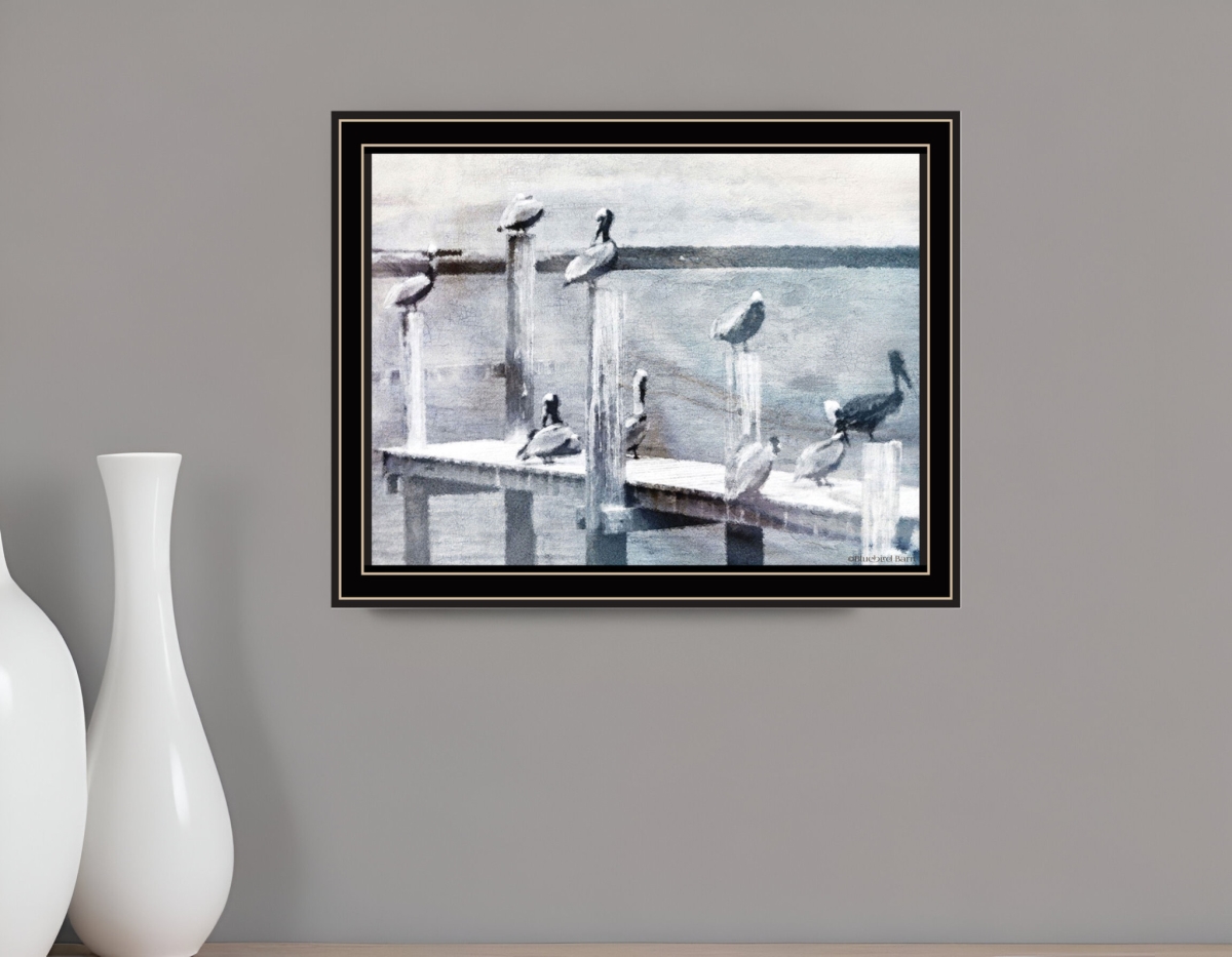529616 Birds on the Pier Black Framed Print Wall Art