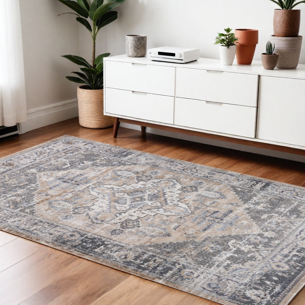 558944 4 x 6 ft. Oriental Distressed Rectangle Area Rug, Gray & Brown