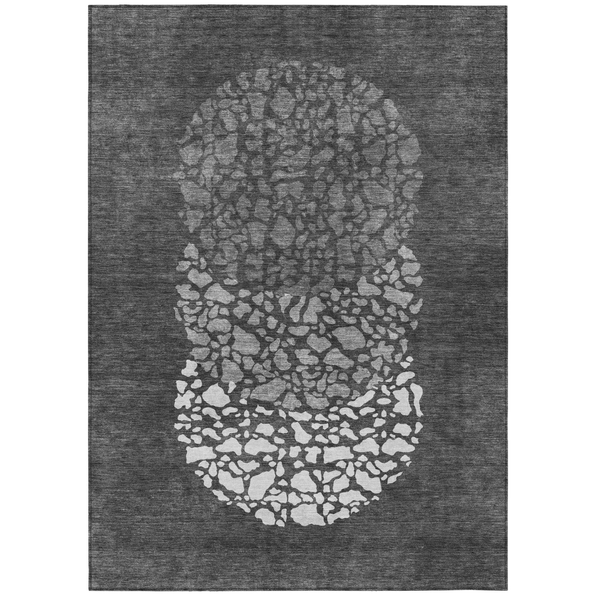 579794 5 x 8 ft. Abstract Washable Indoor & Outdoor Rectangle Area Rug, Charcoal, Gray & Silver