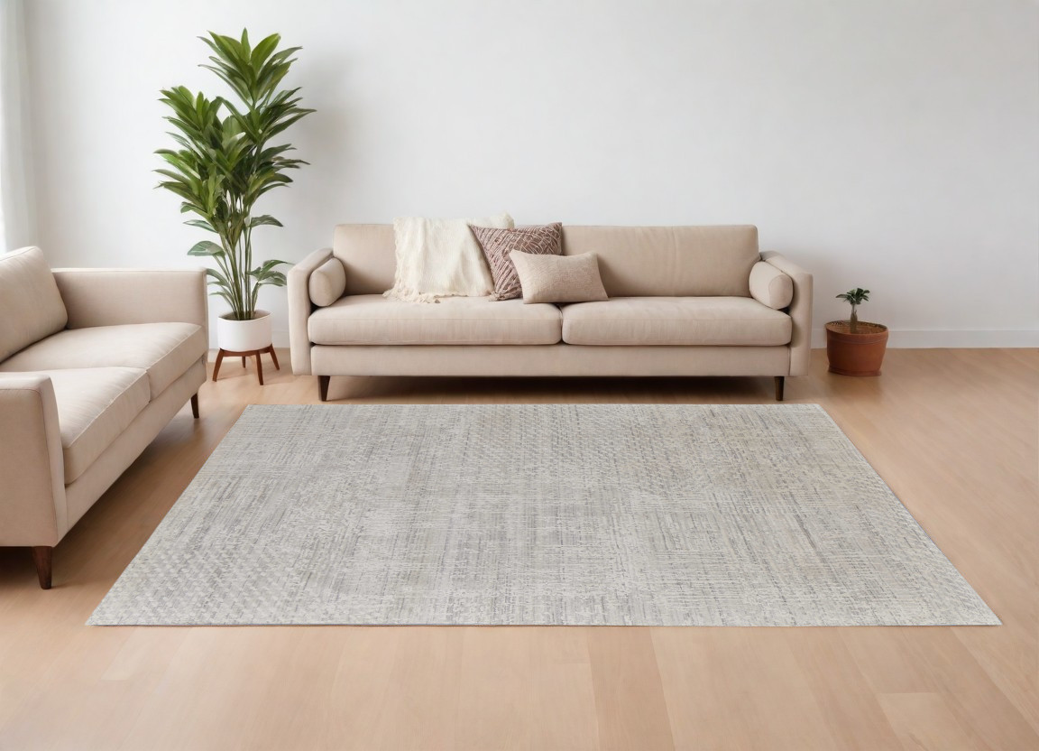 566916 8 x 10 ft. Abstract Hand Woven Worn Faded Rectangle Area Rug, Ivory & Gray
