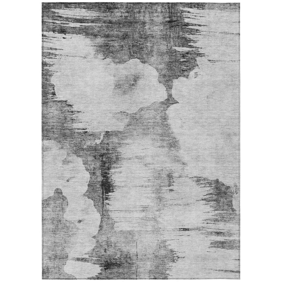582671 8 x 10 ft. Abstract Washable Indoor & Outdoor Rectangle Area Rug, Gray, Silver & Charcoal