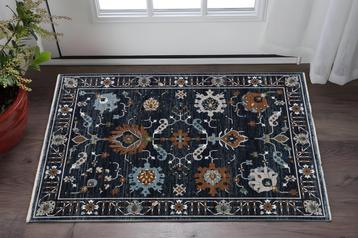 575484 3 x 5 ft. Oriental Rectangle Area Rug with Fringe, Rust