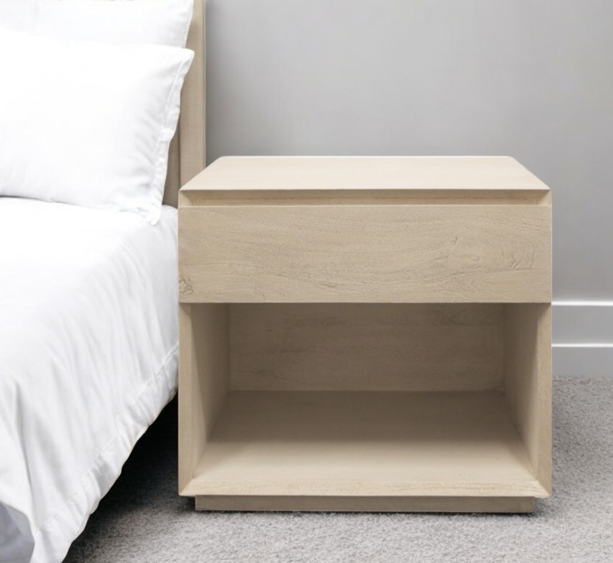 569602 24 x 26 x 20 in. Natural One Drawer Solid Wood Nightstand