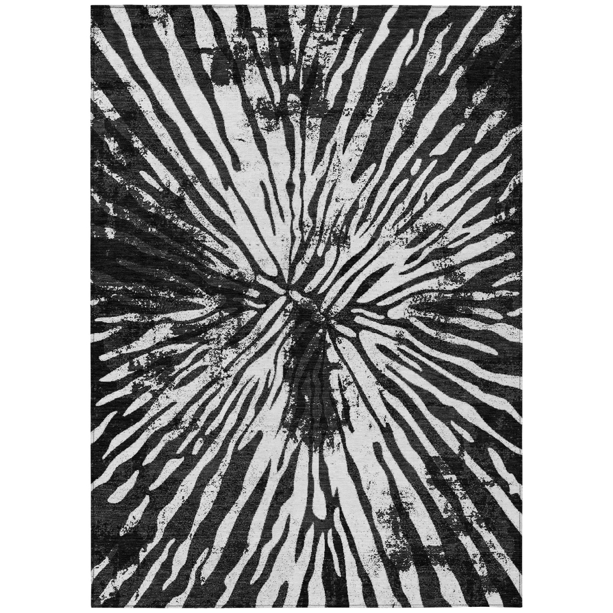 587996 9 x 12 ft. Abstract Washable Indoor & Outdoor Rectangle Area Rug, Black, Charcoal & Ivory