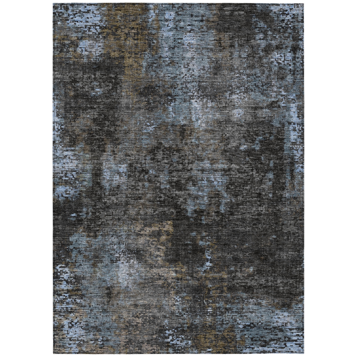 587902 3 x 5 ft. Abstract Washable Indoor & Outdoor Rectangle Area Rug, Graphite, Charcoal & Silver