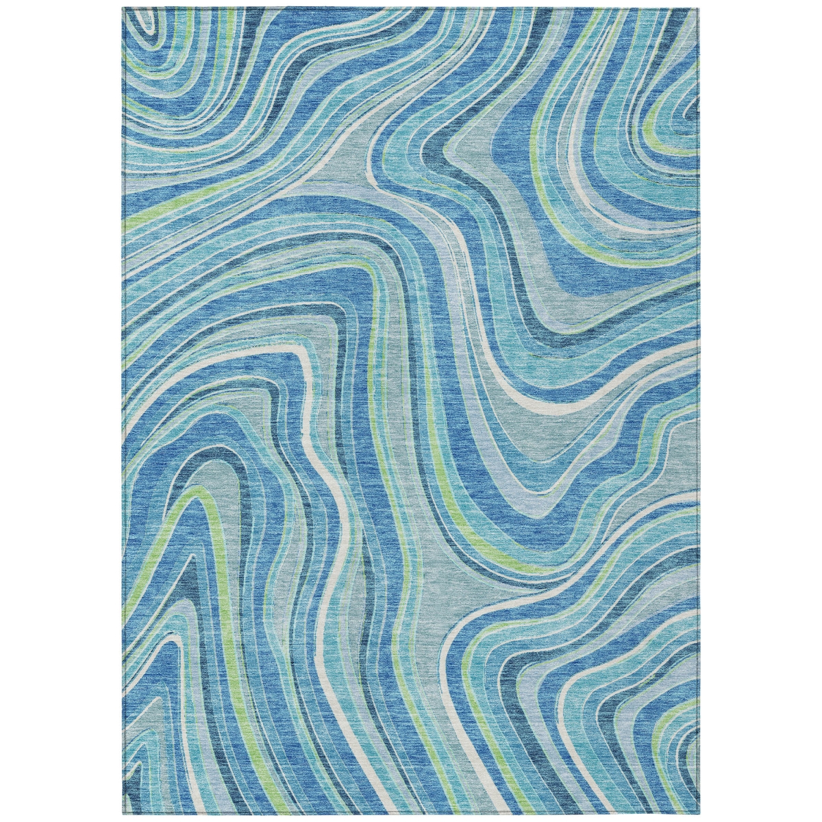 585202 3 x 5 ft. Abstract Washable Indoor & Outdoor Rectangle Area Rug, Navy Blue & Denim Blue