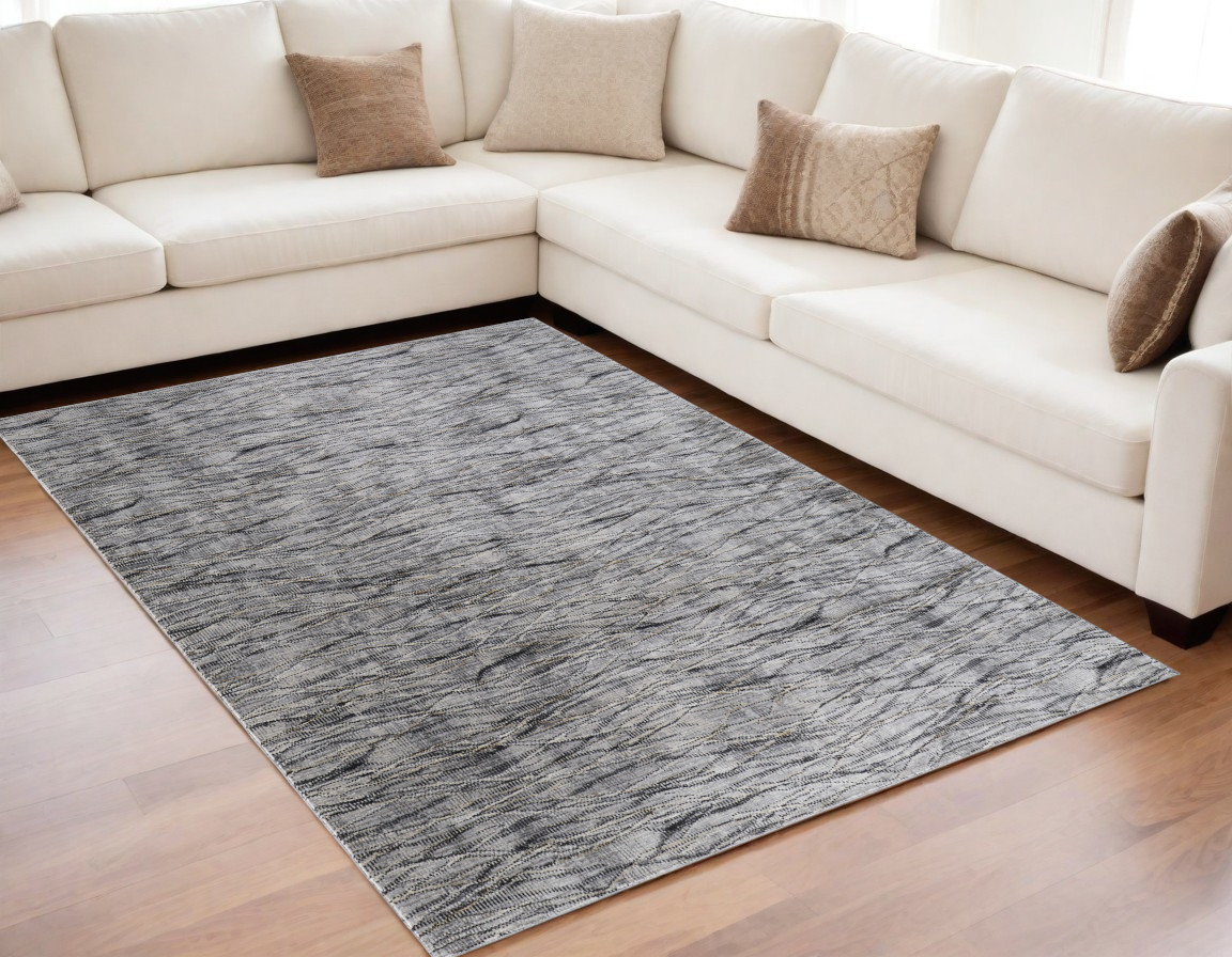 567723 5 x 8 ft. Abstract Power Loom Rectangle Area Rug, Gray, Ivory & Tan