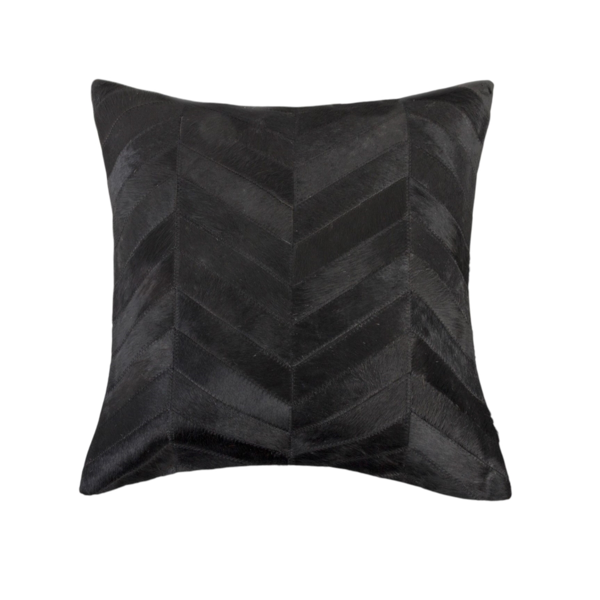 544579 18 in. Black Chevron Cowhide Throw Pillows - Set of 2