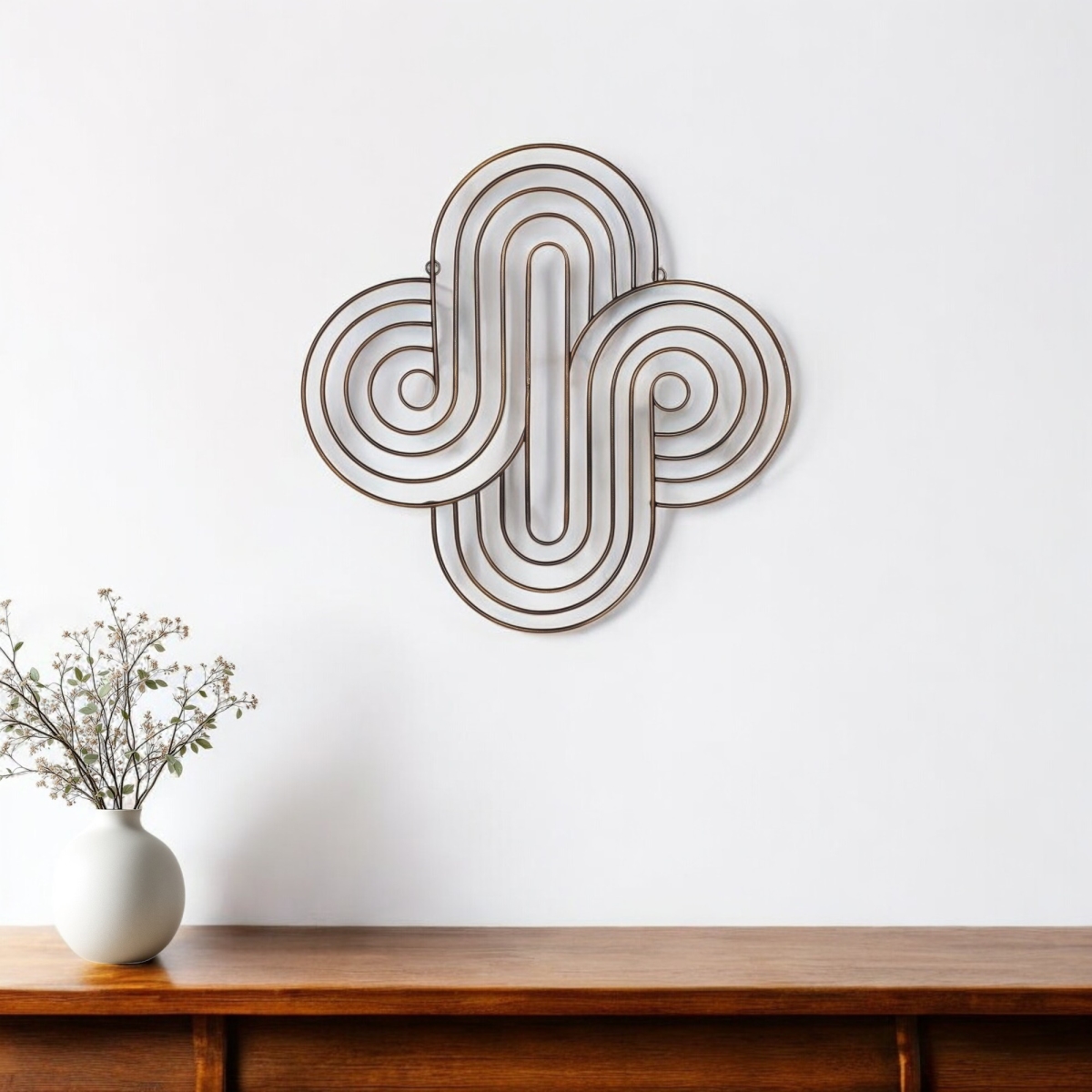 Picture of HomeRoots 574021 20 x 20 in. Bronze Metal Abstract Geometric Hanging Dimensional Sculpture