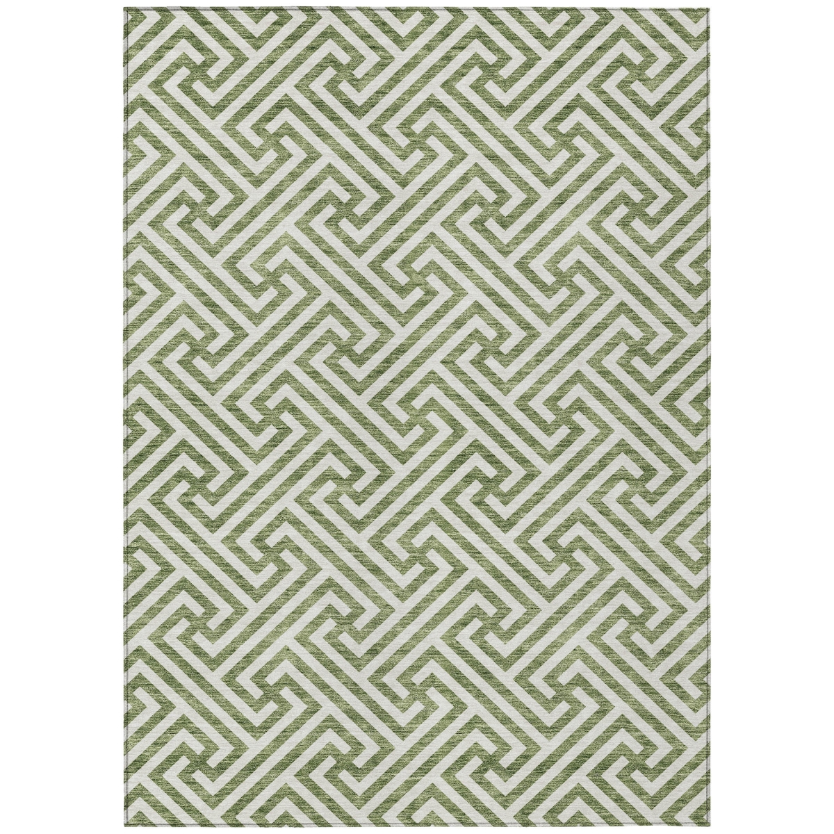 583581 10 x 14 ft. Geometric Washable Indoor & Outdoor Rectangle Area Rug, Green & Beige