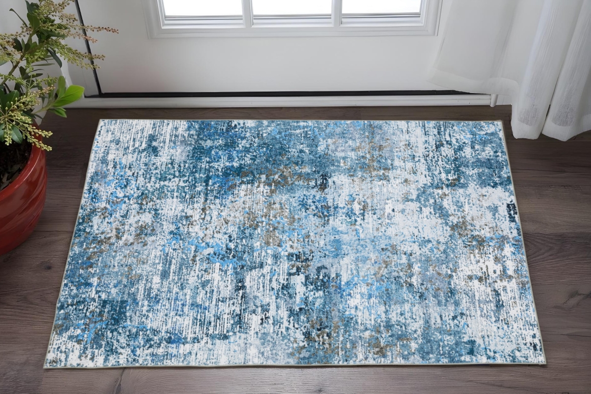 575190 2 x 3 ft. Abstract Distressed Rectangle Area Rug, Ivory