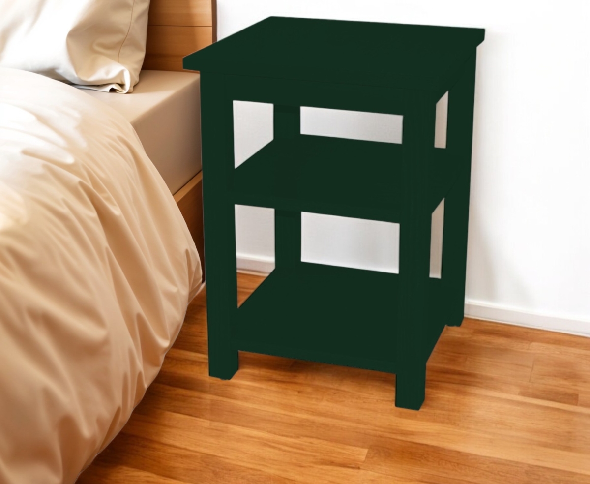 548318 28 in. Dark Green Solid Wood Nightstand