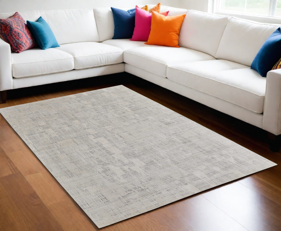 566923 5 x 8 ft. Abstract Hand Woven Worn Faded Rectangle Area Rug, Ivory & Gray