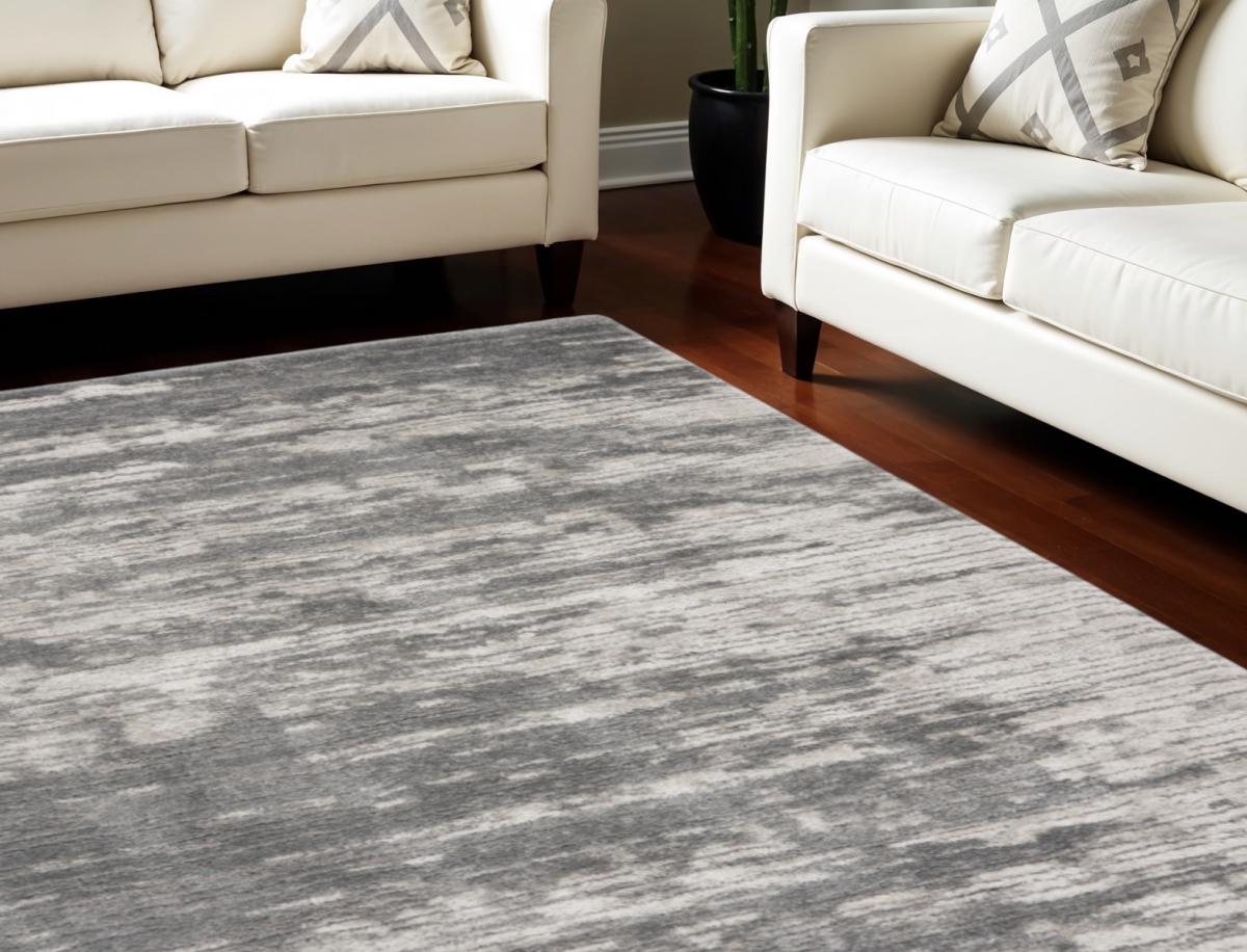 551269 8 x 10 ft. Abstract Shag Rectangle Area Rug, Charcoal & Ivory