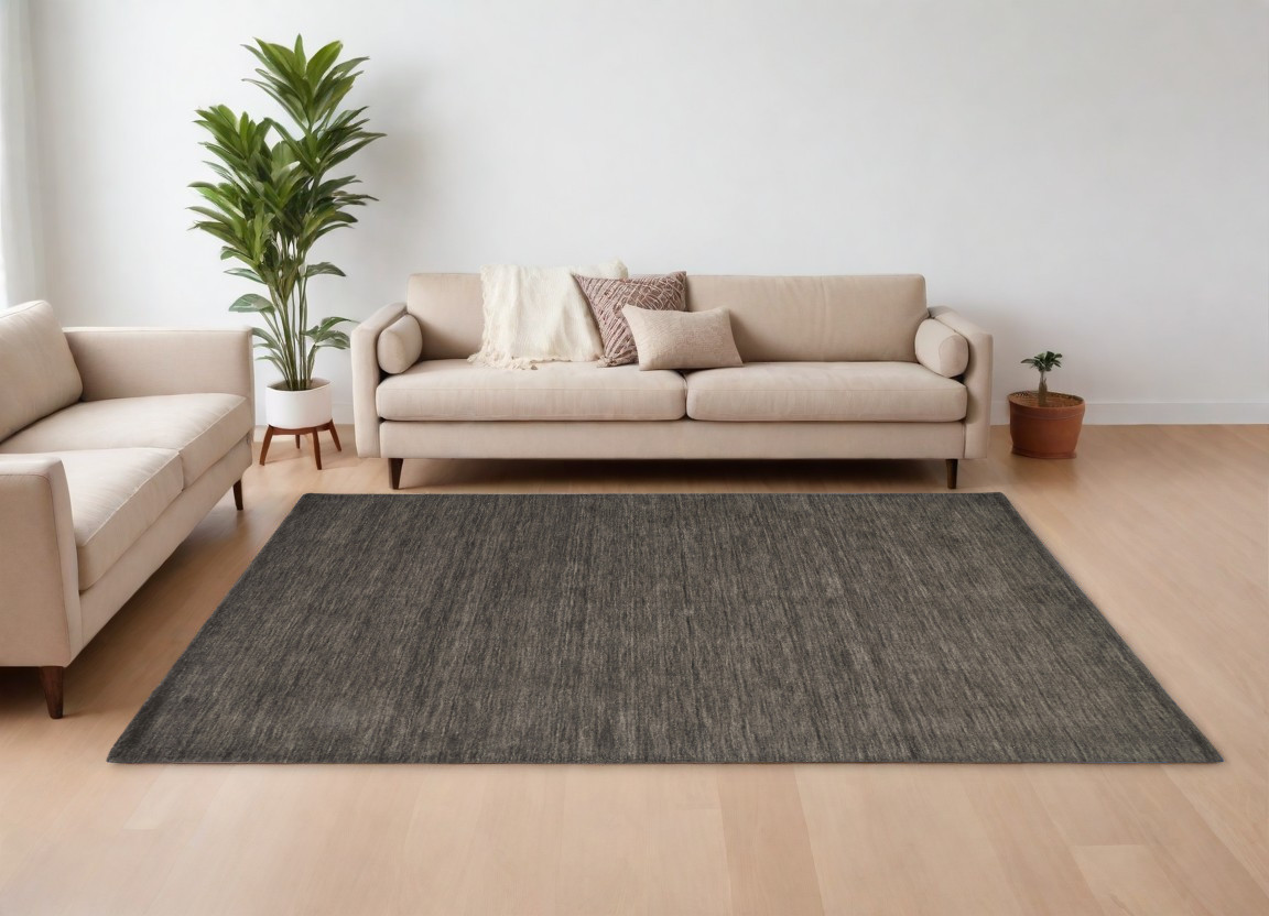 565596 8 x 11 ft. Wool Hand Woven Rectangle Area Rug, Brown