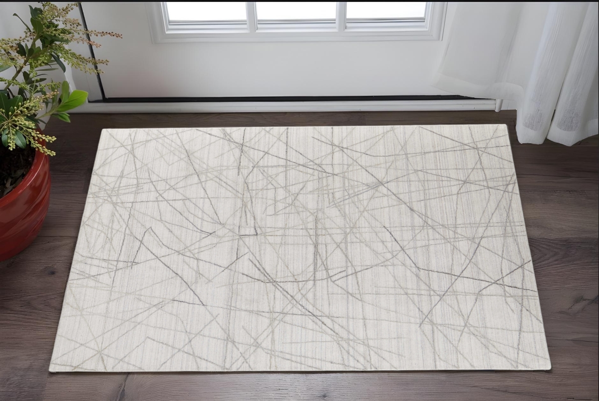567862 2 x 3 ft. Abstract Hand Woven Rectangle Area Rug, Gray & Ivory