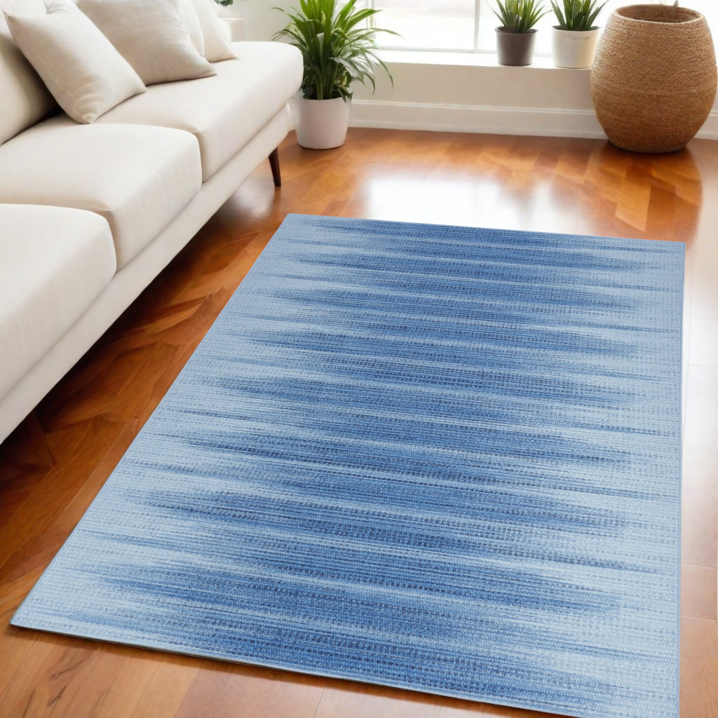 546472 5 x 7 ft. Ombre Distressed Non Skid Rectangle Area Rug, Blue