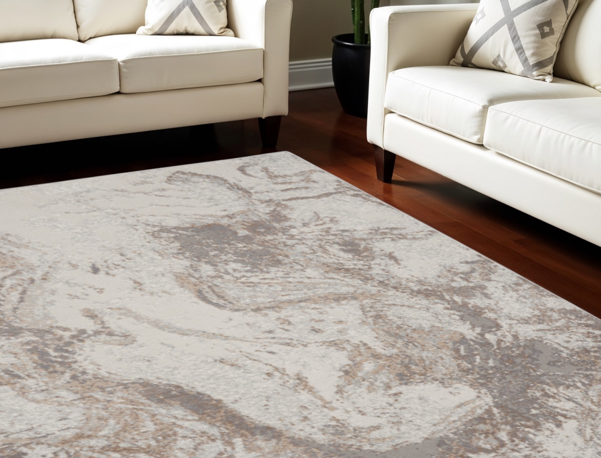 550457 8 x 10 ft. Abstract Non Skid Rectangle Area Rug - Ivory & Gray