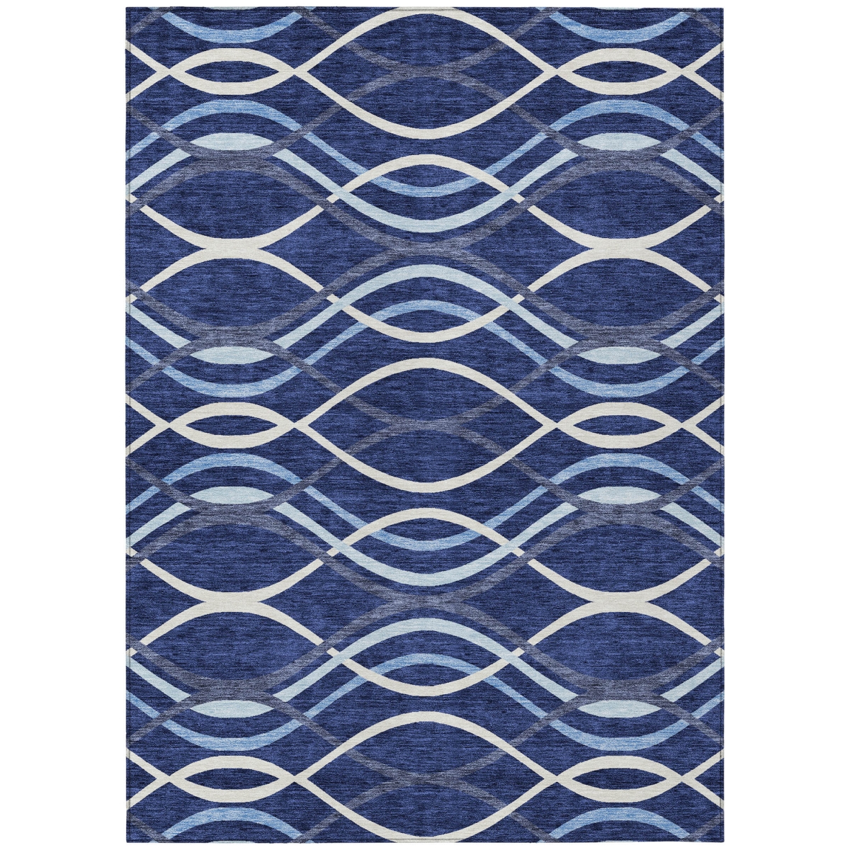 585272 9 x 12 ft. Abstract Washable Indoor & Outdoor Rectangle Area Rug, Navy Blue & Denim Blue