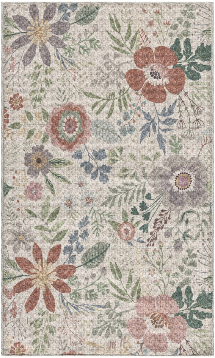546007 3 x 5 ft. Floral Power Loom Non Skid Rectangle Area Rug - Pink