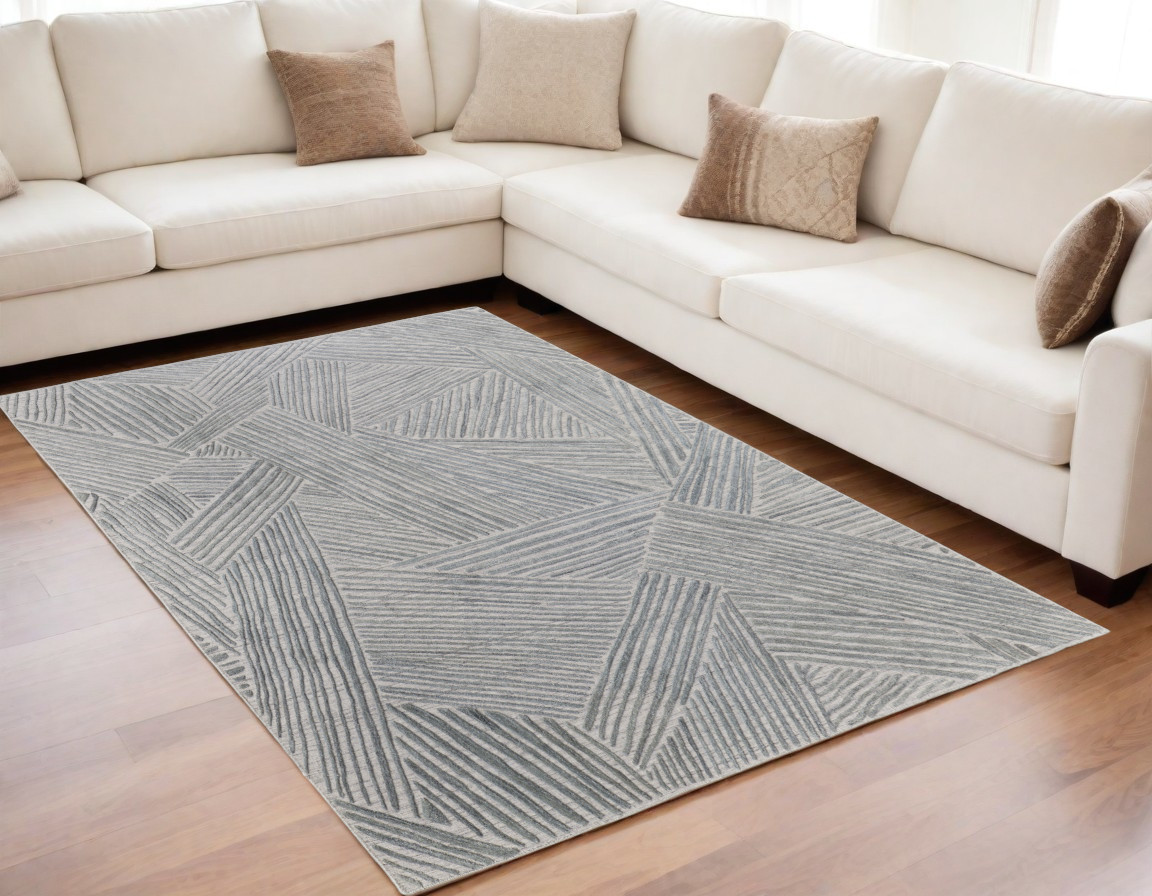 567021 5 x 8 ft. Abstract Hand Woven Rectangle Area Rug, Green & Ivory