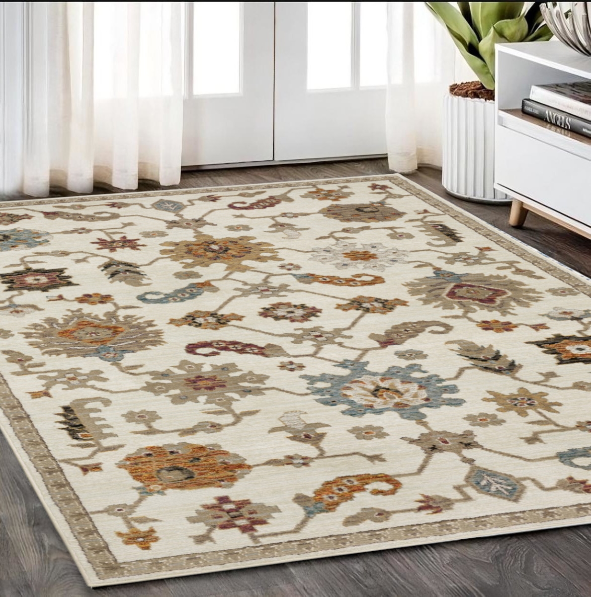 576177 5 x 7 ft. Oriental Rectangle Area Rug, Ivory, Gray & Black
