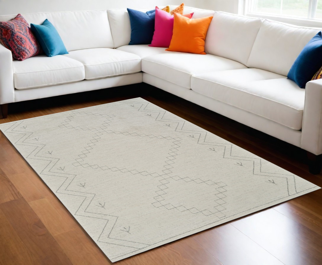559096 5 x 8 ft. Abstract Distressed Rectangle Area Rug, Cream & Beige