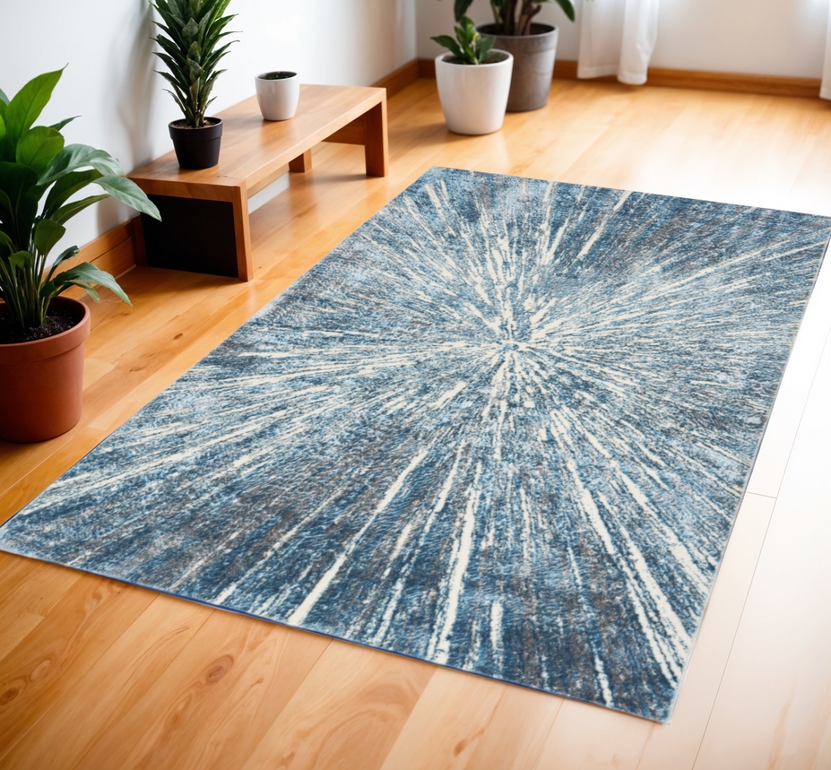 569629 4 x 6 ft. Abstract Rectangle Area Rug, Blue