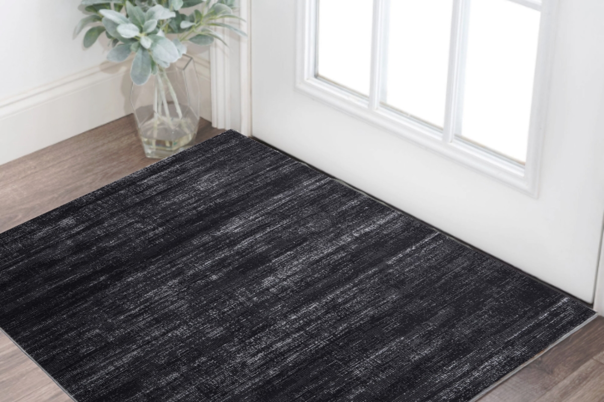566815 2 x 3 ft. Power Loom Rectangle Area Rug, Black & Gray