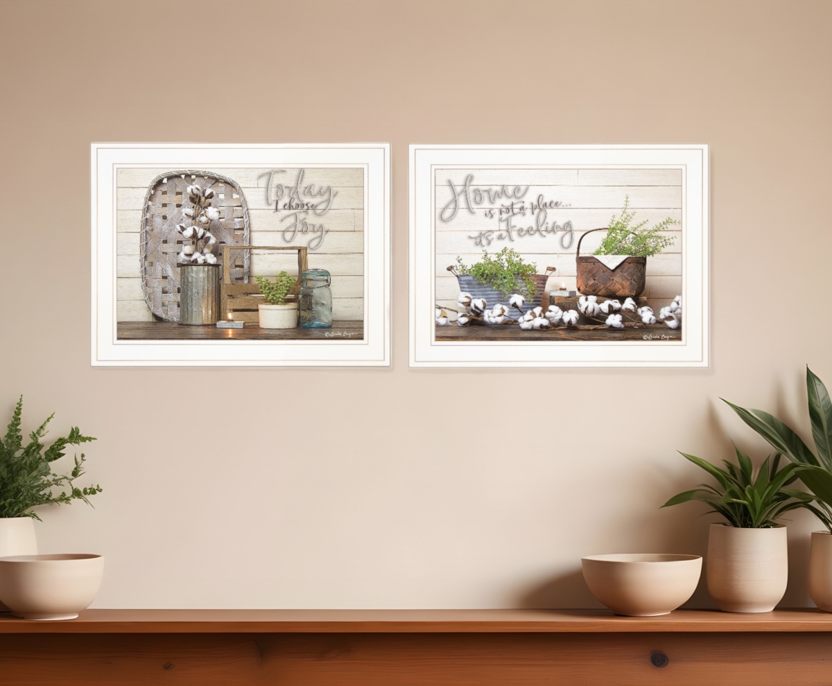 408173 Choose Joy White Framed Print Wall Art - Set of 2