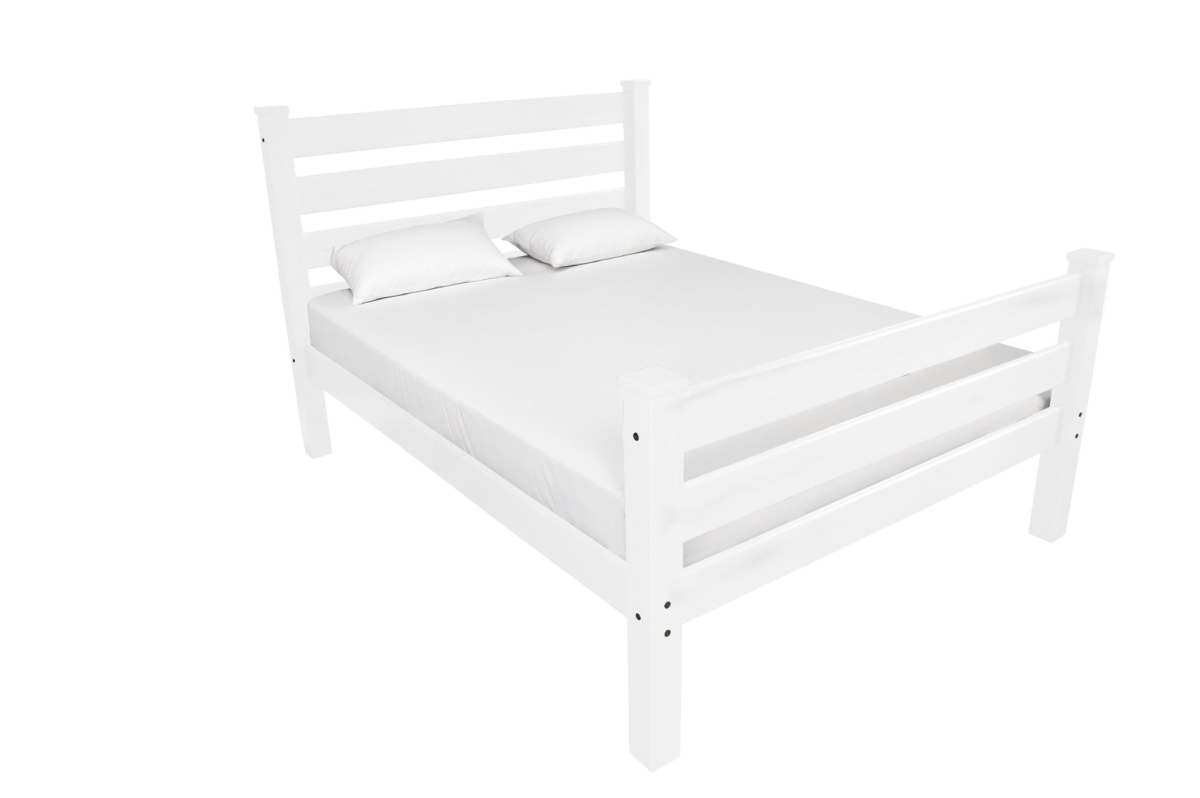 548171 Traditional White Solid Wood Queen Size Bed Frame