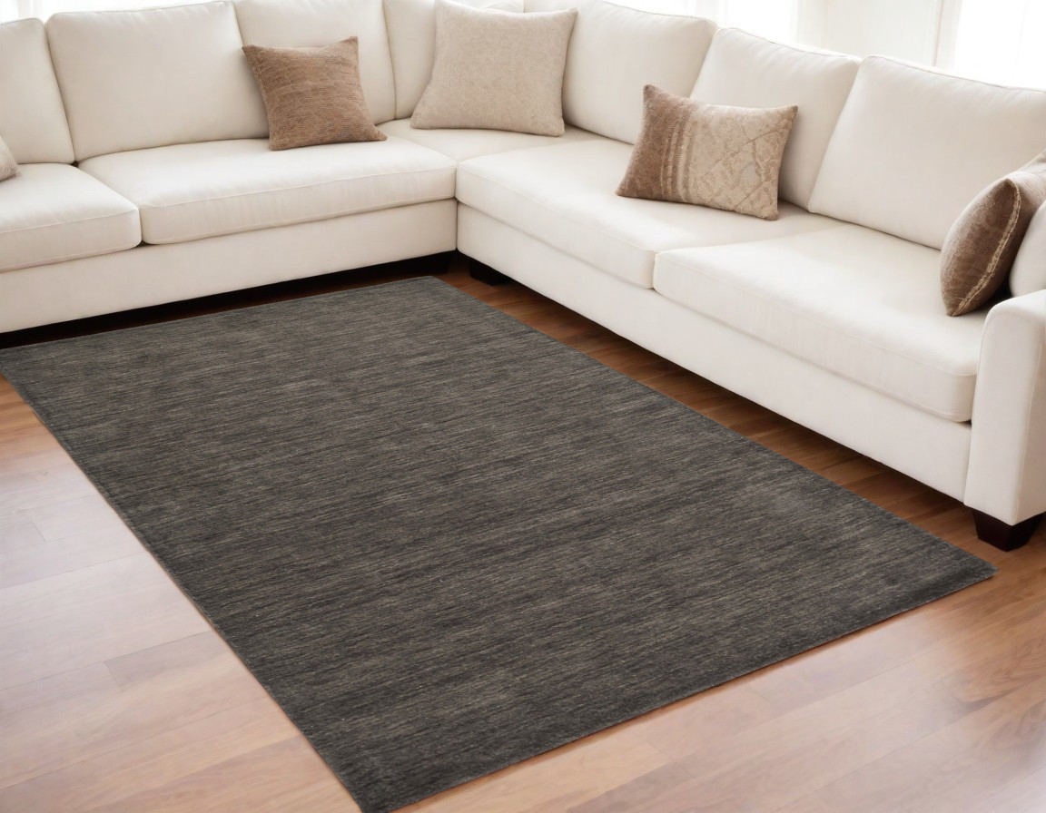 565595 5 x 8 ft. Wool Hand Woven Rectangle Area Rug, Brown