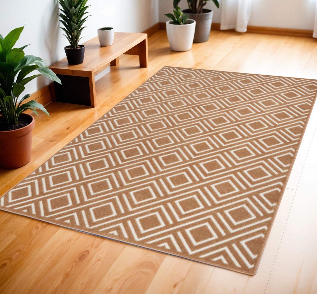 572463 4 x 6 ft. Geometric Rectangle Area Rug, Brown