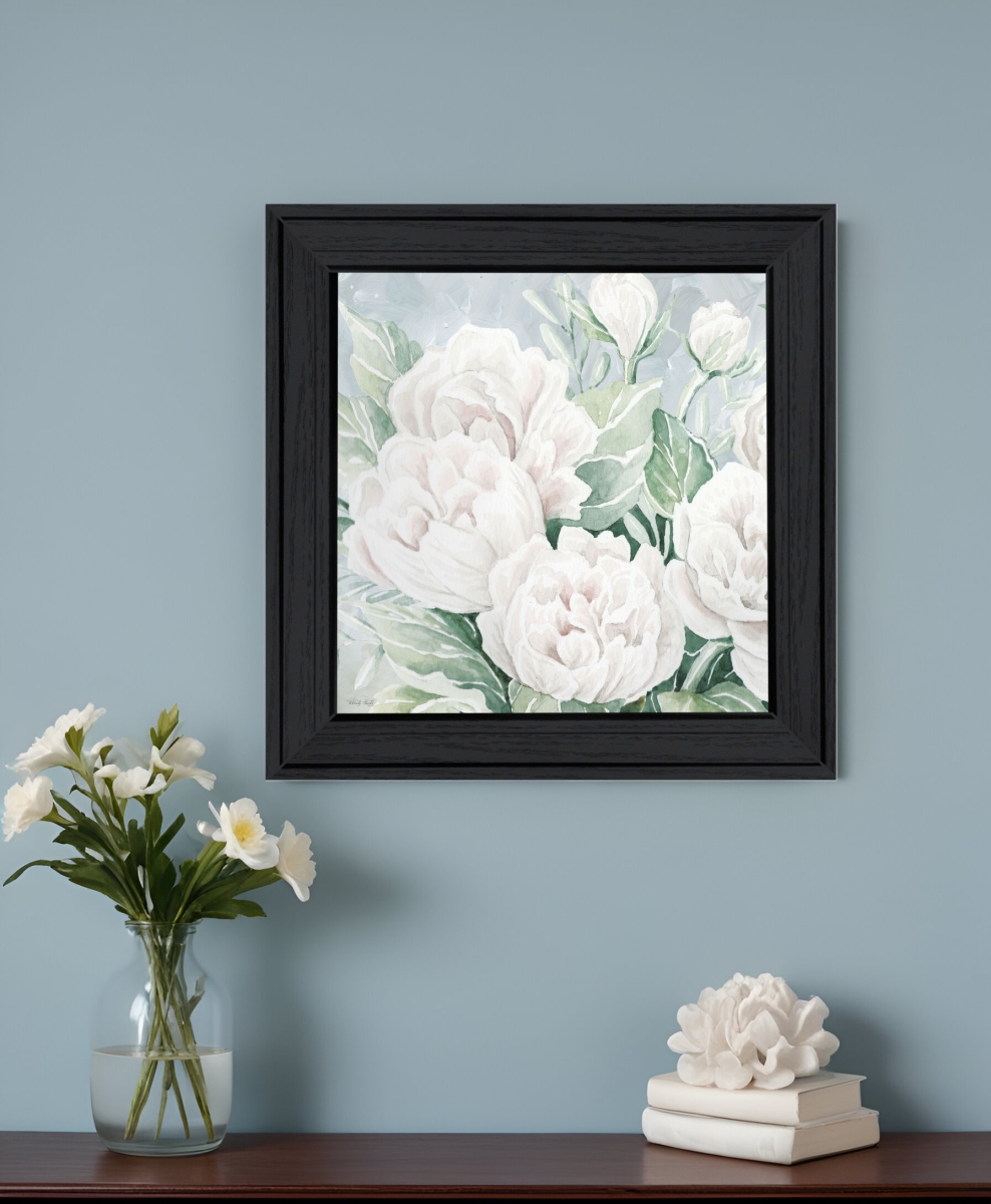 529727 Horizontal Peaceful Peonies in Full Size Bloom Black Framed Print Wall Art