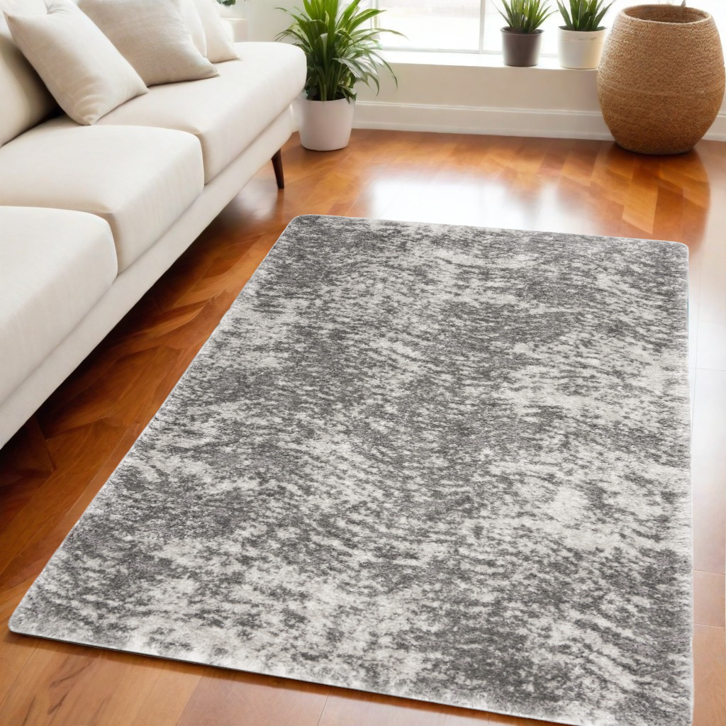 551107 5 x 7 ft. Abstract Shag Rectangle Area Rug, Charcoal & Ivory