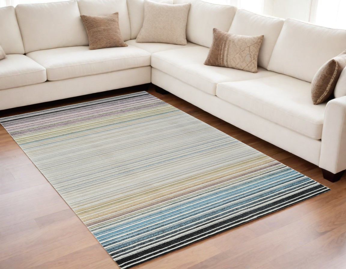 558869 5 x 8 ft. Abstract Distressed Rectangle Area Rug, Beige & Blue