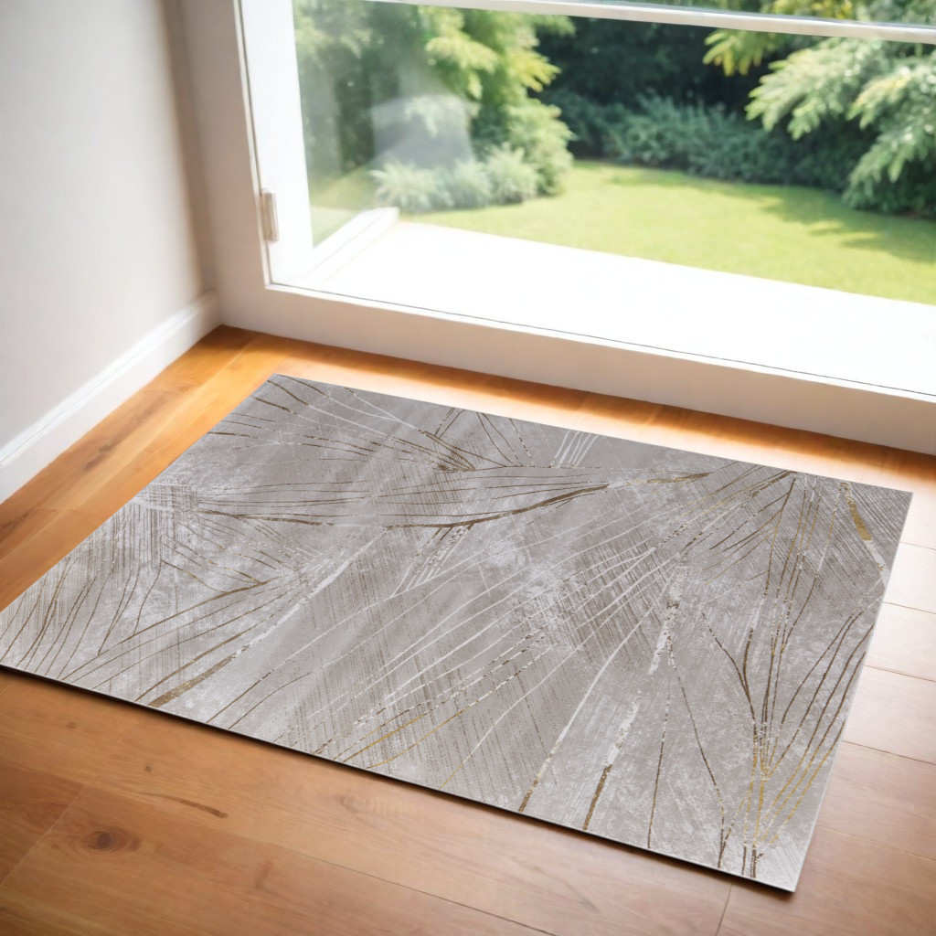 565863 2 x 3 ft. Abstract Power Loom Rectangle Area Rug, Silver, Brown & Taupe