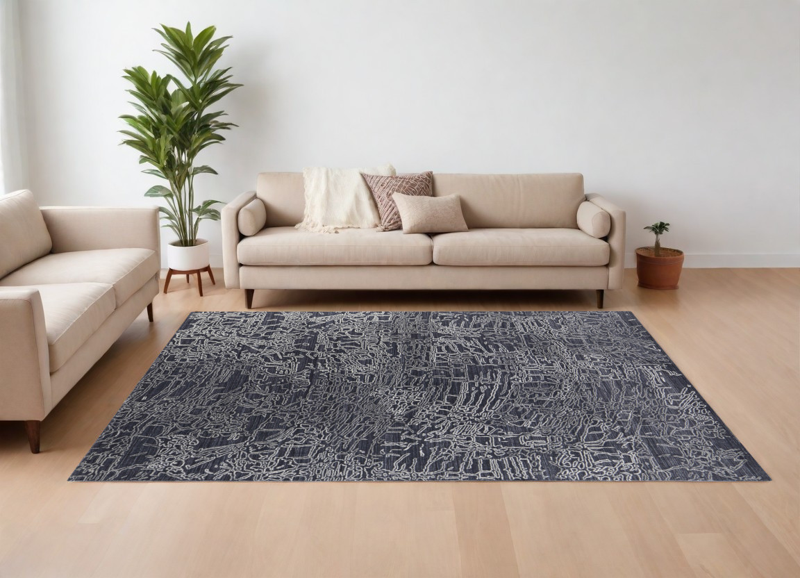 567843 10 x 14 ft. Abstract Hand Woven Rectangle Area Rug, Black, Gray & Ivory