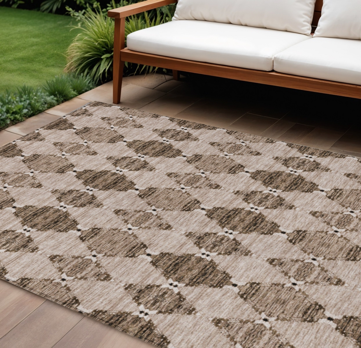 578157 8 x 10 ft. Moroccan Washable Indoor & Outdoor Rectangle Area Rug, Brown & Chocolate