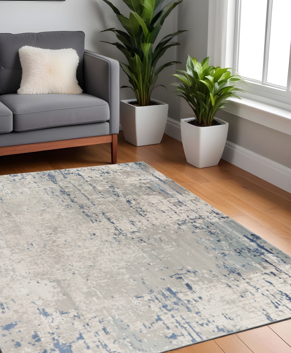 545196 5 ft. Abstract Power Loom Square Area Rug - Gray & Ivory