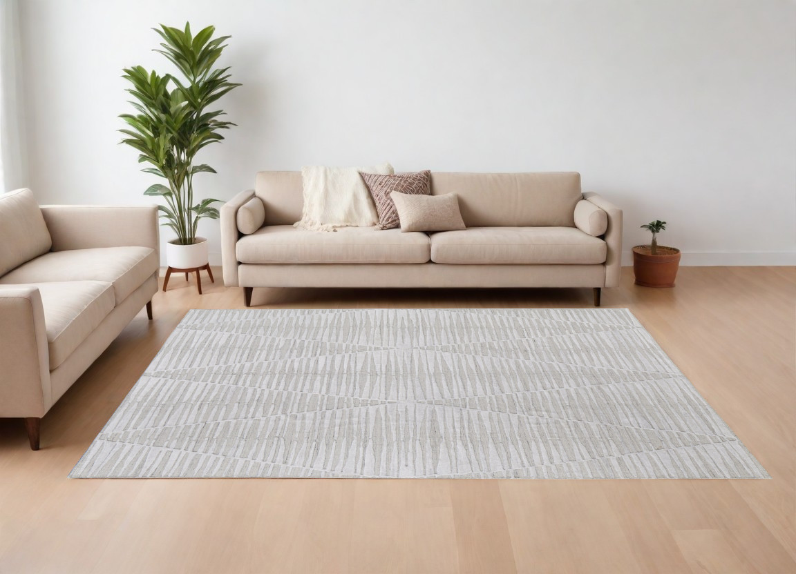 567002 8 x 10 ft. Ivory Geometric Hand Woven Rectangle Area Rug