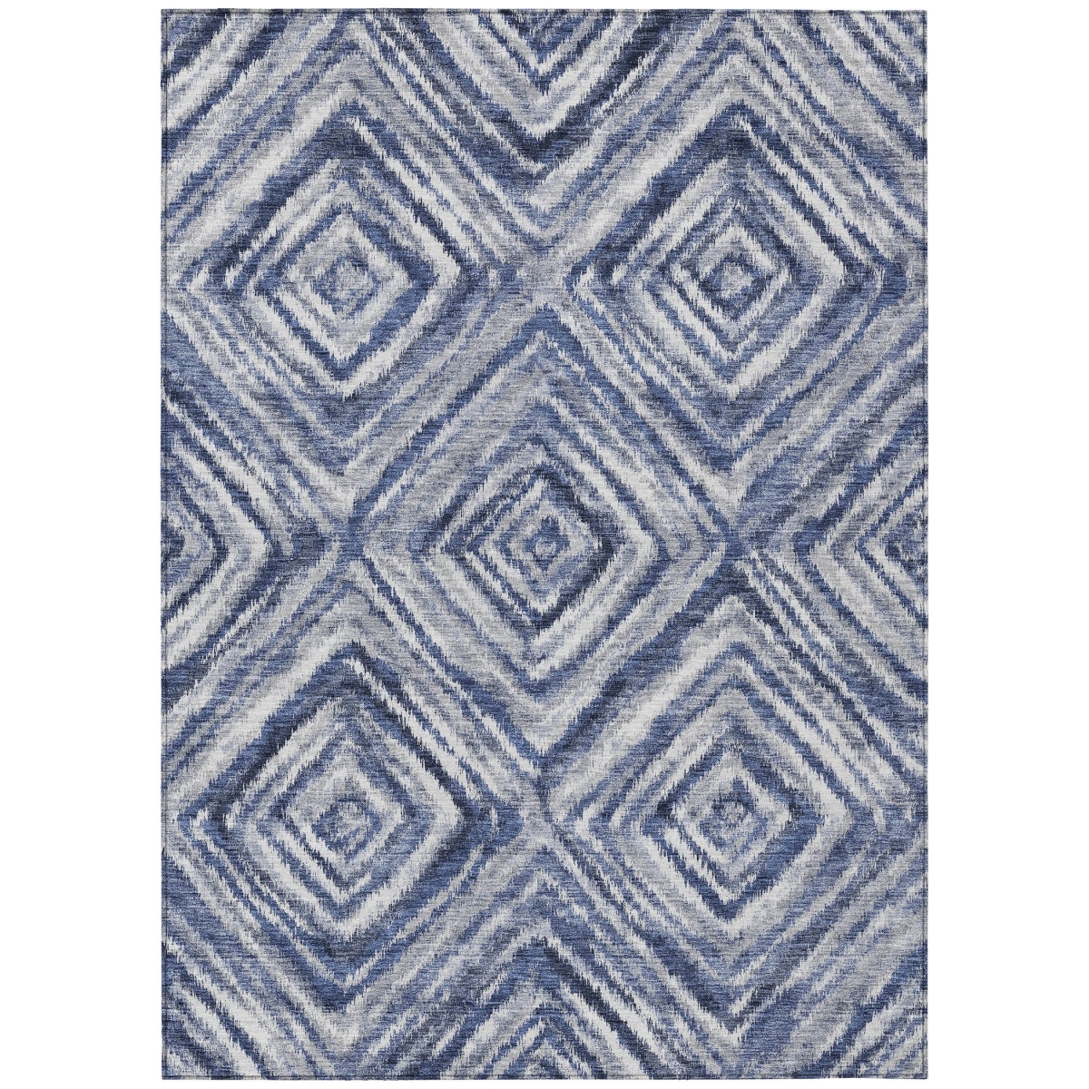 586677 10 x 14 ft. Geometric Washable Indoor & Outdoor Rectangle Area Rug, Navy Blue & Sky Blue