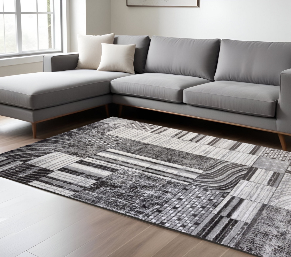 571687 8 x 11 ft. Abstract Rectangle Area Rug, Gray, Brown & Beige